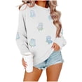 thumbnail image 2 of Zormilly Halloween Sweatshirts for Women Sequin Ghost Crew Neck Oversized Sweatshirt Spooky Season Fashion Fall Outfits, S-3XL, 2 of 6