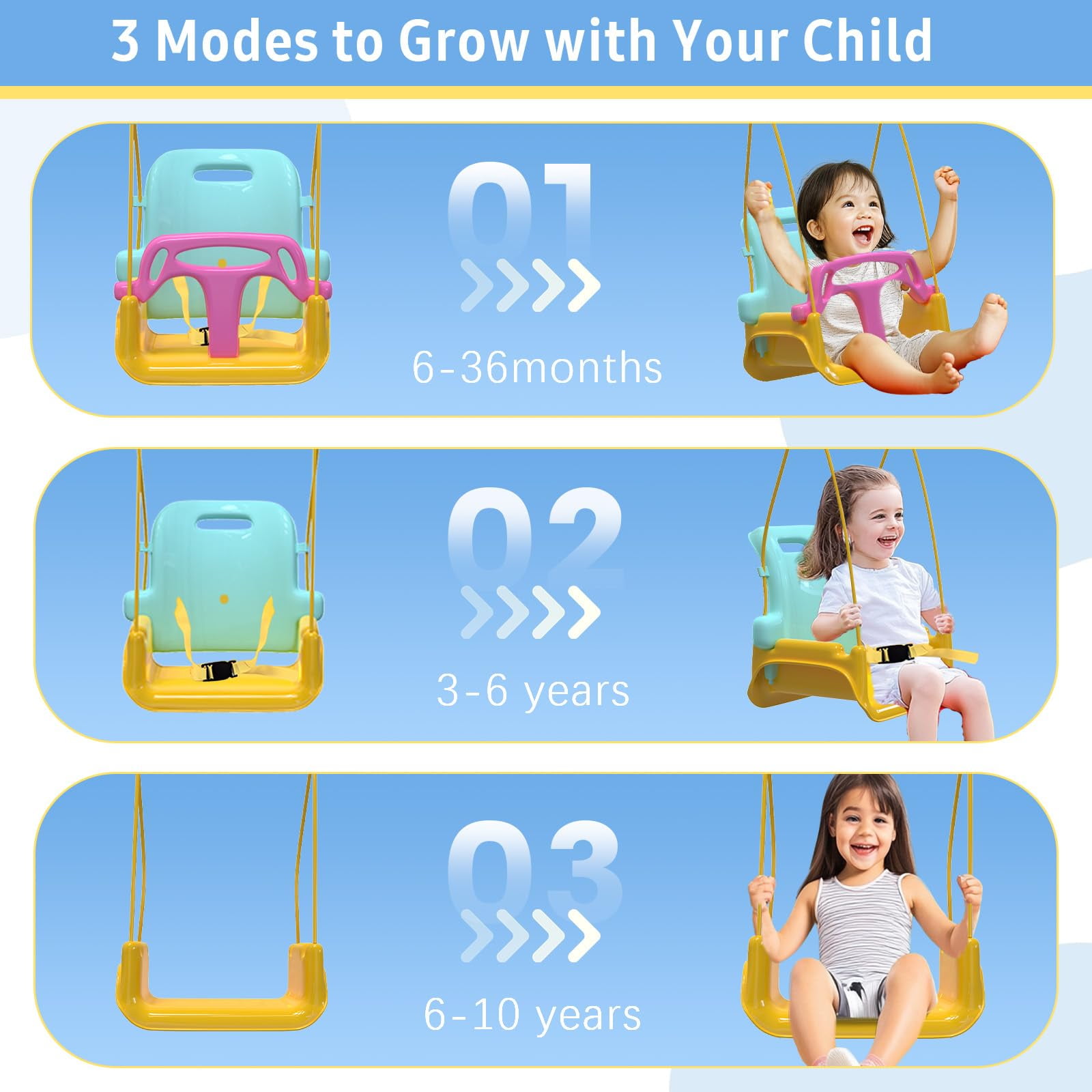 G TALECO GEAR Foldable Toddler Swing, 2 in 1 Swing Sets for Backyard, Yellow & Blue