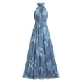 thumbnail image 7 of XIAONU Women's Tie Halter Floral Maxi Dress Ruched Waist Flowy Dresses Spring Bridesmaid Party Gown, 7 of 7