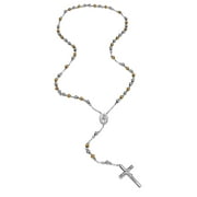 Men's Stainless Steel Two-Tone Rosary, 19.5"