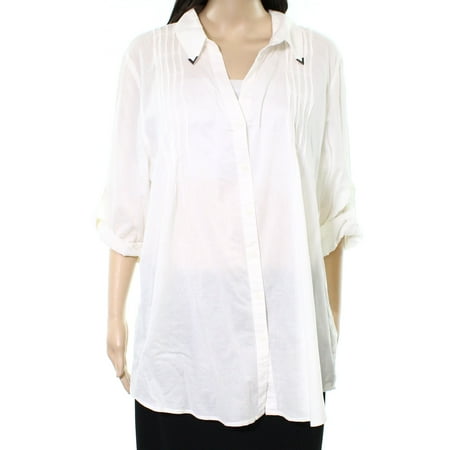 women's white button down tunic