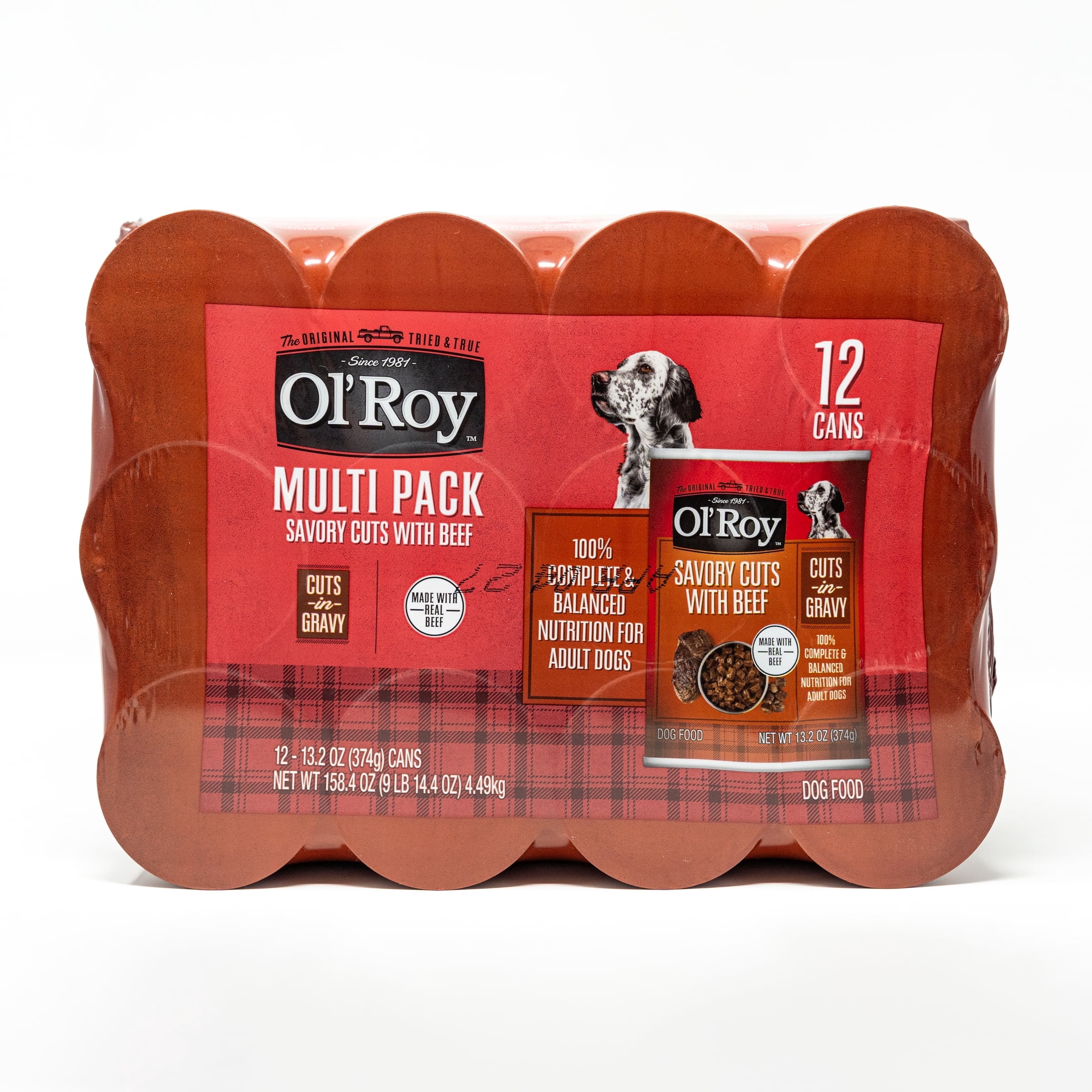 (3 pack) Ol' Roy Savory Cuts with Beef in Gravy Wet Dog Food, 13.2 oz Cans, 12 Pack