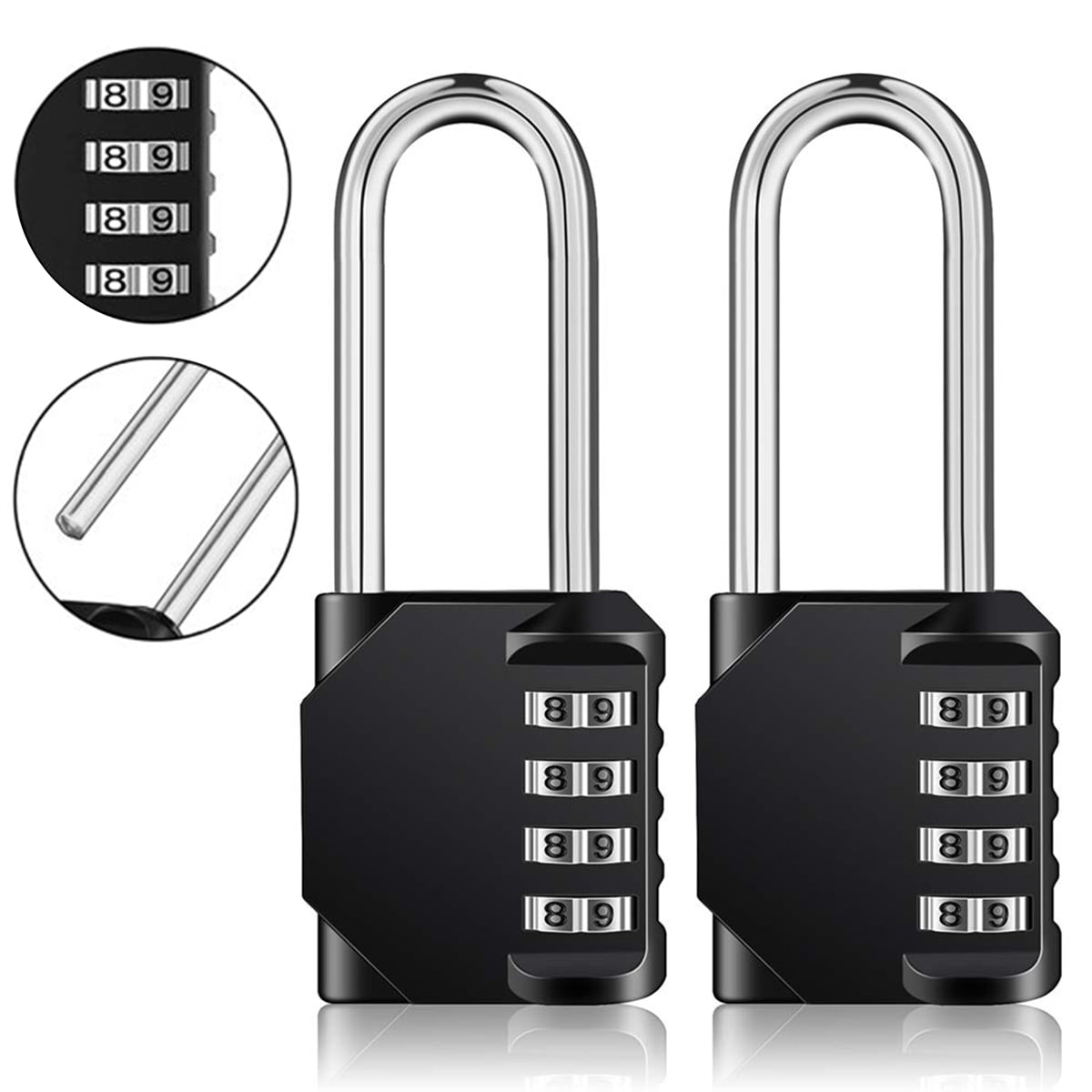 Sports Indoor & Outdoor Locker - Easy to Set Your Own Combination Resettable Keyless Padlock for Gym Storage Fence and Hasp 2 Packs - Black KAWAHA 4-Digit Combination Lock