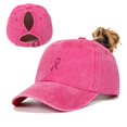 thumbnail image 2 of Duoif Washed Baseball Caps for Men Women with Small Heart Embroidery Women Criss Cross Ponytail Baseball Cap, Adjustable Baseball Hat for Women, Mesh Outdoor Sports Hat for Travel, Sports, 2 of 8