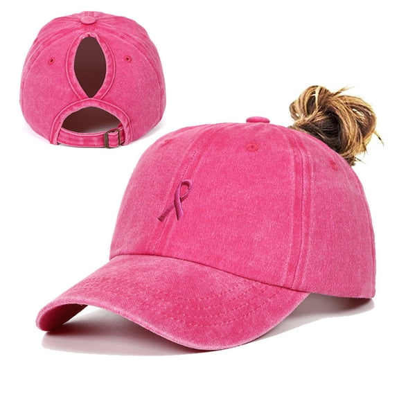 Summer Sales CNJKEHIUV Under $5 Women Ponytail Baseball Cap Ribbon Embroidery Washed Dad Hat Hot Pink One Size