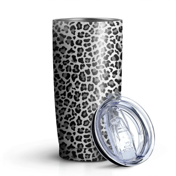 20oz Tumblers Black Leopard Print Stainless Steel Vacuum Insulated Double Wall Travel Tumbler Cups Mug with Lid and Straw,Cleaning Brush for Cold & Hot Drinks