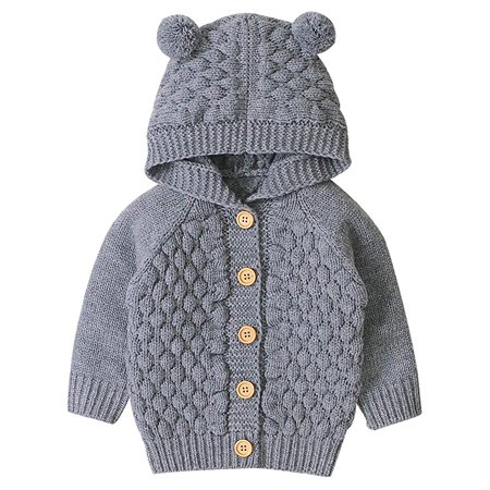 

Infant Baby Boy Girl Winter Sweater Long Sleeve Hooded Knitted Coat Fall Winter Clothes