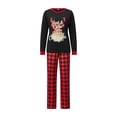 thumbnail image 2 of Family Christmas Pajamas Matching Set Plaid Deer Print Long Sleeve Crew Neck Tops and Pants Loungewear, 2 of 10