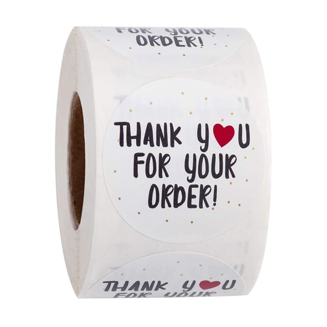 CAROOTU 500pcs/roll Thank You Stickers High Quality Seal Labels Scrapbook Handmade Sticker Circle Decor