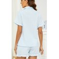 thumbnail image 2 of LYCY Women Short Pajama Set, Cotton Sleepwear Soft Cute Button up Pjs Set,(Light Blue,XL), 2 of 5