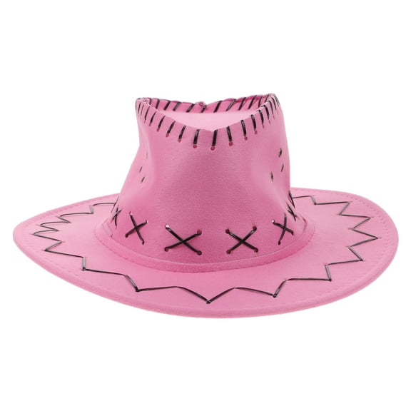 PAMINGONO 1Set Cowgirl Hat for Girls Pink Polyester Western Style Sun Protection Summer Festivals
