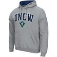 thumbnail image 2 of Men's Colosseum Heathered Gray UNC Wilmington Seahawks Arch and Logo Pullover Hoodie, 2 of 3