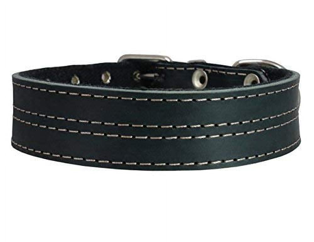 Genuine Leather Dog Collar, Padded, Black 1.5" Wide. Fits 23"-26.5" neck size Great Dane Mastiff