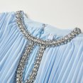 thumbnail image 6 of ZQUUVOU Women's Dress Round Neck Long Sleeves Pleated Long Dress Sky Blue,Free Size, 6 of 9