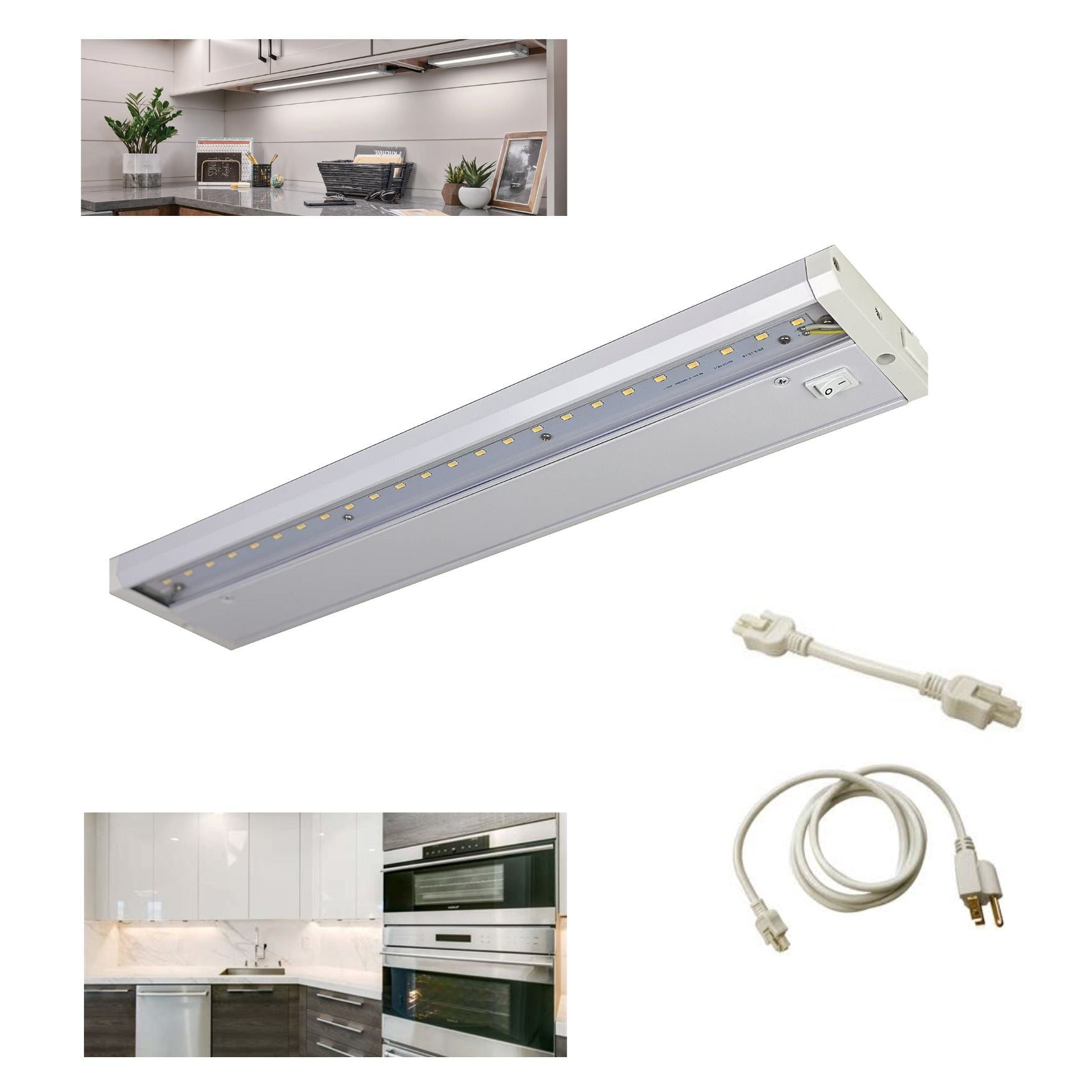 FLI 24in LED Under Task Light, Direct Wire or Plugin + connector, Switch ,Dimmable