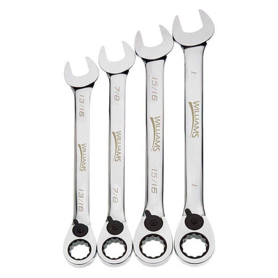 WILLIAMS WS1164RC Williams Ratchet Combo Wrench Set, 4 pcs., SAE