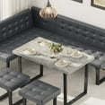thumbnail image 5 of 5 Piece Corner Dining Breakfast Nook with Table and Bench Modern Kitchen Table Set with Gray Upholstered Banquette Seating, 5 of 8
