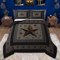 Homewish Texas Stars Teens Queen Comforter Set, Rustic Cowgirl Cowboy Bedding Sets, Vintage Southwestern Theme Reversible Bedding Comforter Set, Breathable Home Decor, 3-Piece