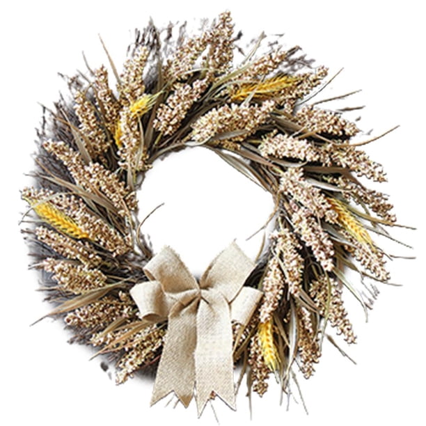 Guirnalda De Otoño De 50 Cm Para La Puerta Principal Guirnalda De Acción De Gracias Con Ramas De Cereales De Trigo Artificial Guirnalda De La Puerta De Otoño Decoración De La Corona De La Cosecha Methold HA038555-00