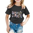 thumbnail image 1 of PMVFHDE T-Shirt pour Filles T-Shirts Graphiques Mignons Hauts d'Été pour Filles Enfants Pâques T-Shirt Graphique Mignon Col Rond Manches Courtes T-Shirt Décontracté d'Été Noir, 2-3 Ans, 1 of 4