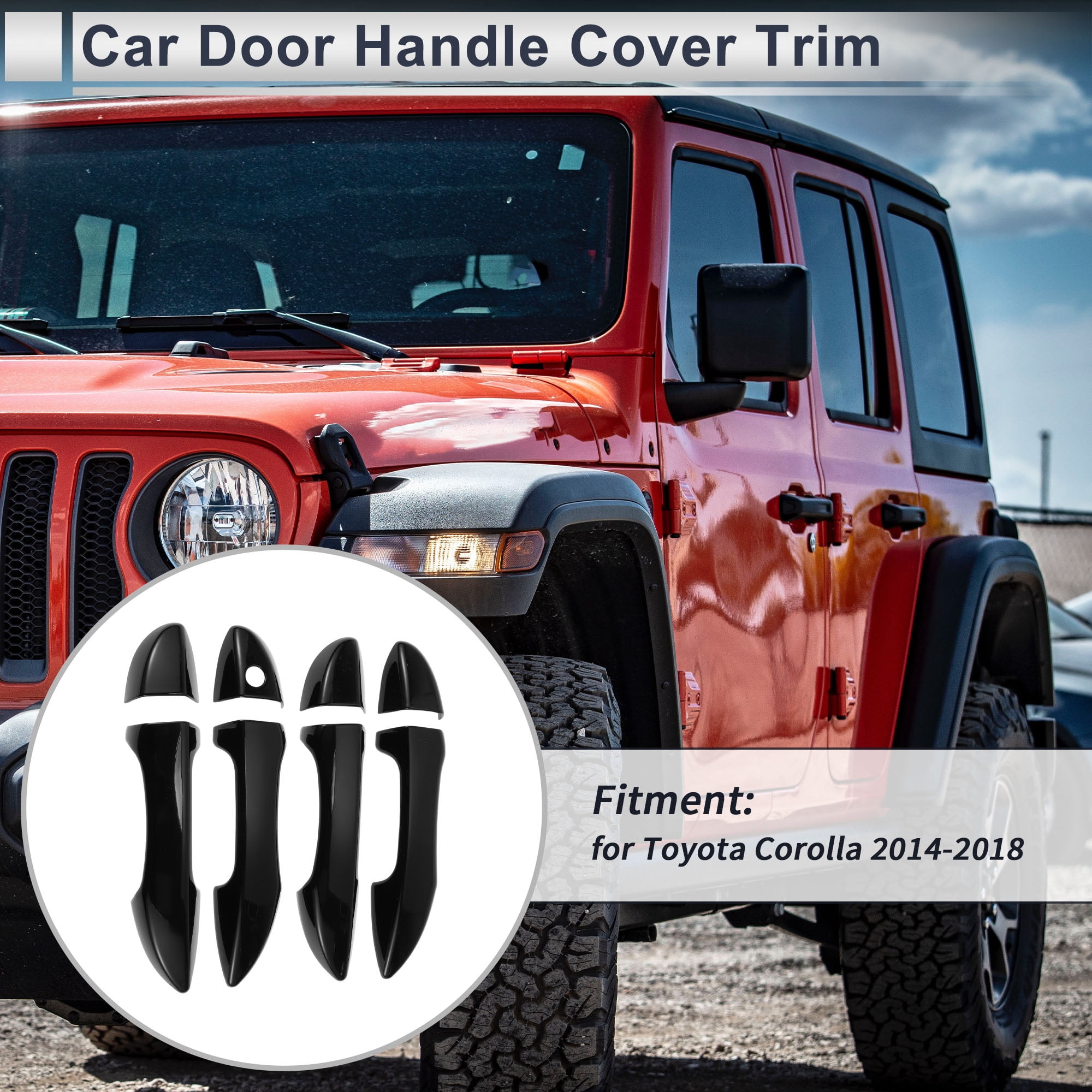 Unique Bargains Door Handle Cover Trim Black for Toyota Corolla 2014-2018