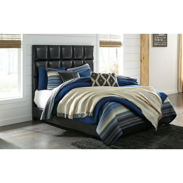 Ashley Furniture B130181 Black Faux Leather Uph Queen Bed With Tufted