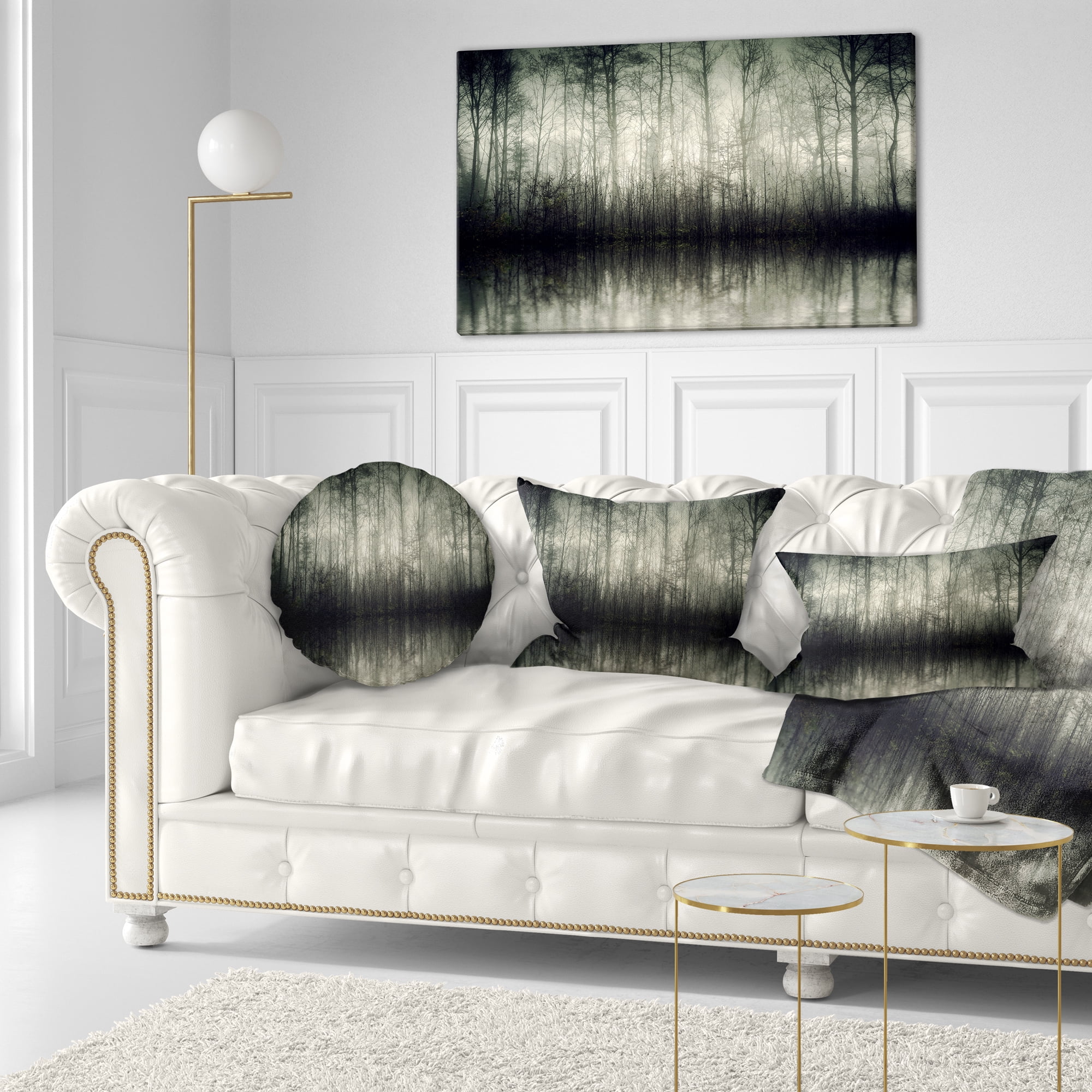 Designart Beautiful Gray Forest in Germany - Landscape Photography Throw Pillow - 12x20
