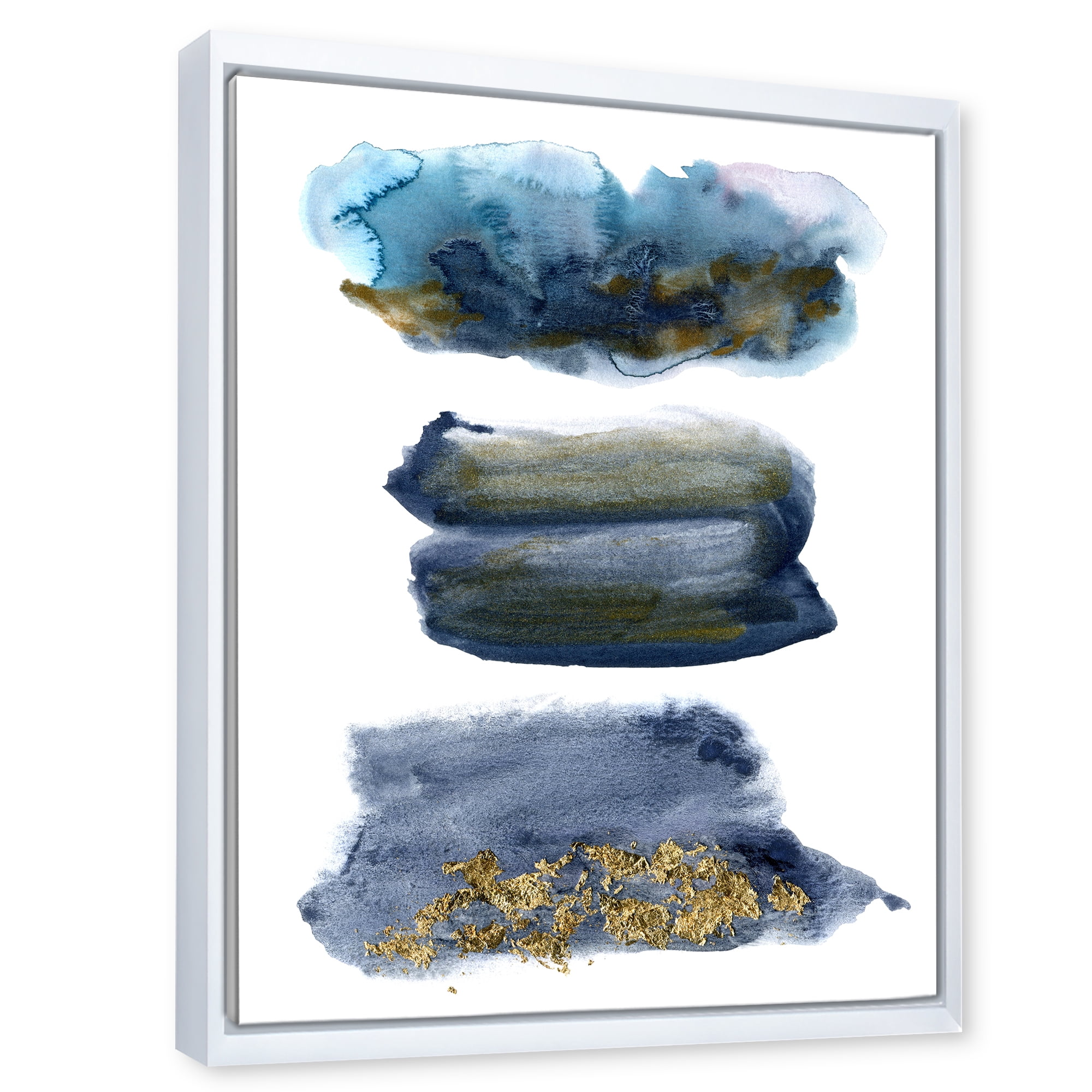 Designart 'Abstracts Clouds With Golden Touches' Modern Framed Canvas Wall Art Print