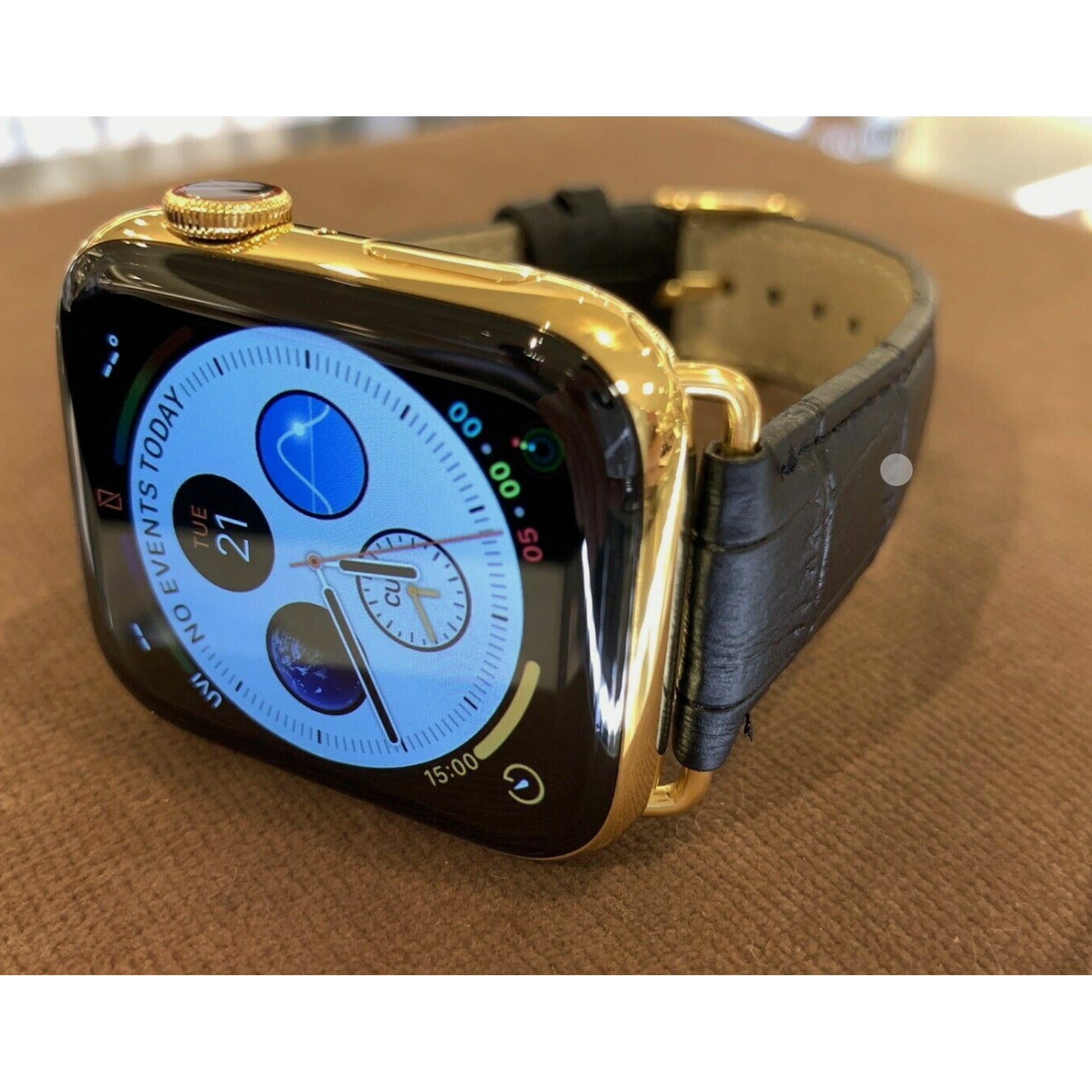 CUSTOM 44mm iWatch Series 4 24K Gold Plated Stainless Steel GPS Cellular
