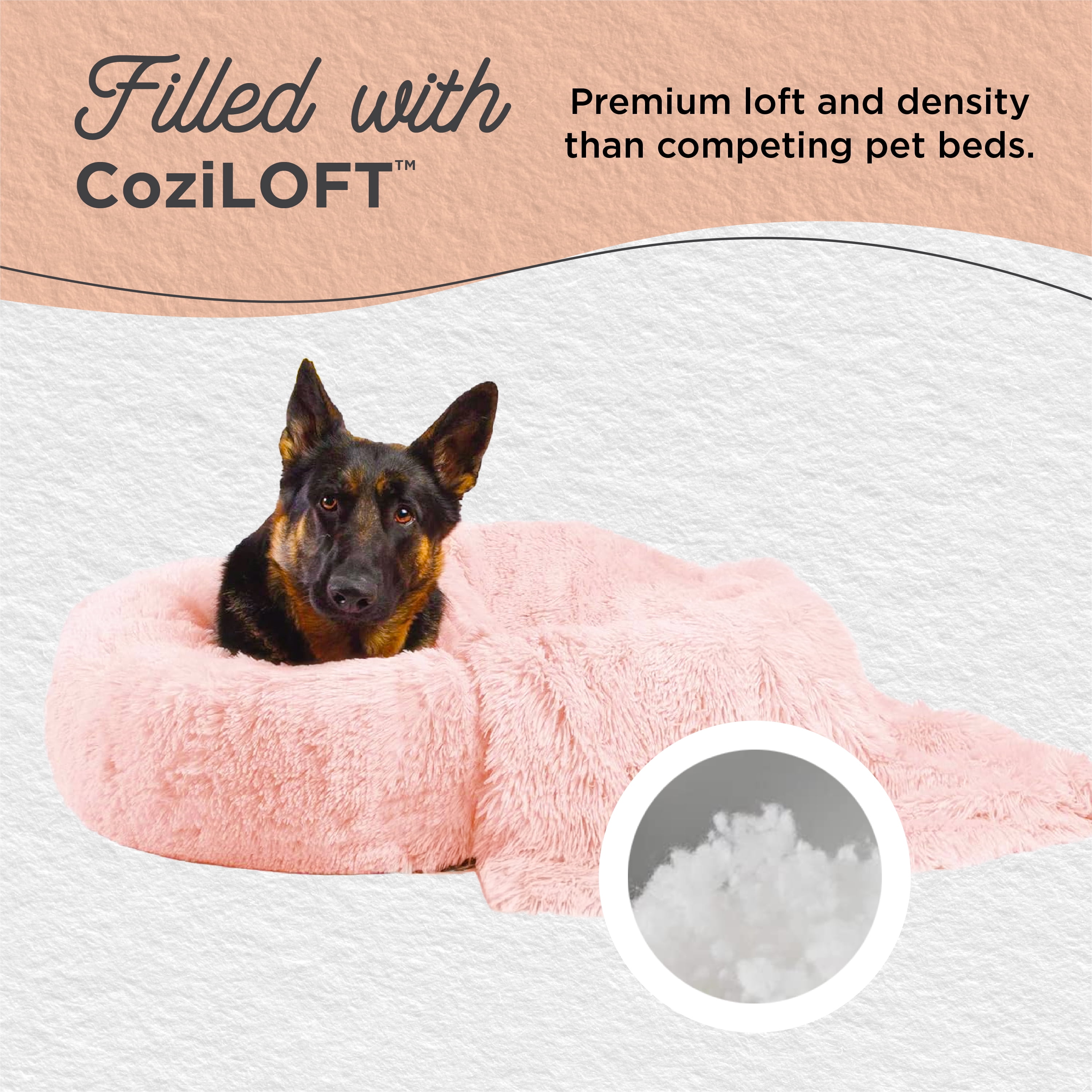 Best Friends by Sheri Bundle Set The Original Calming Shag Donut Cuddler Cat and Dog Bed + Pet Throw Blanket, Cotton Candy Pink, Extra Large, 45x45