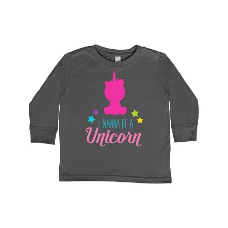 

Inktastic I Wanna Be A Unicorn Pink Unicorn Stars Gift Toddler Boy or Toddler Girl Long Sleeve T-Shirt