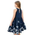 thumbnail image 4 of Abcomgle Girls Summer Dress Size 7-8 Casual Halter Neck Sleeveless Midi Dress Floral Print A-line Sundresses Swing Skirt 3-4 Years,Light Gray, 4 of 7