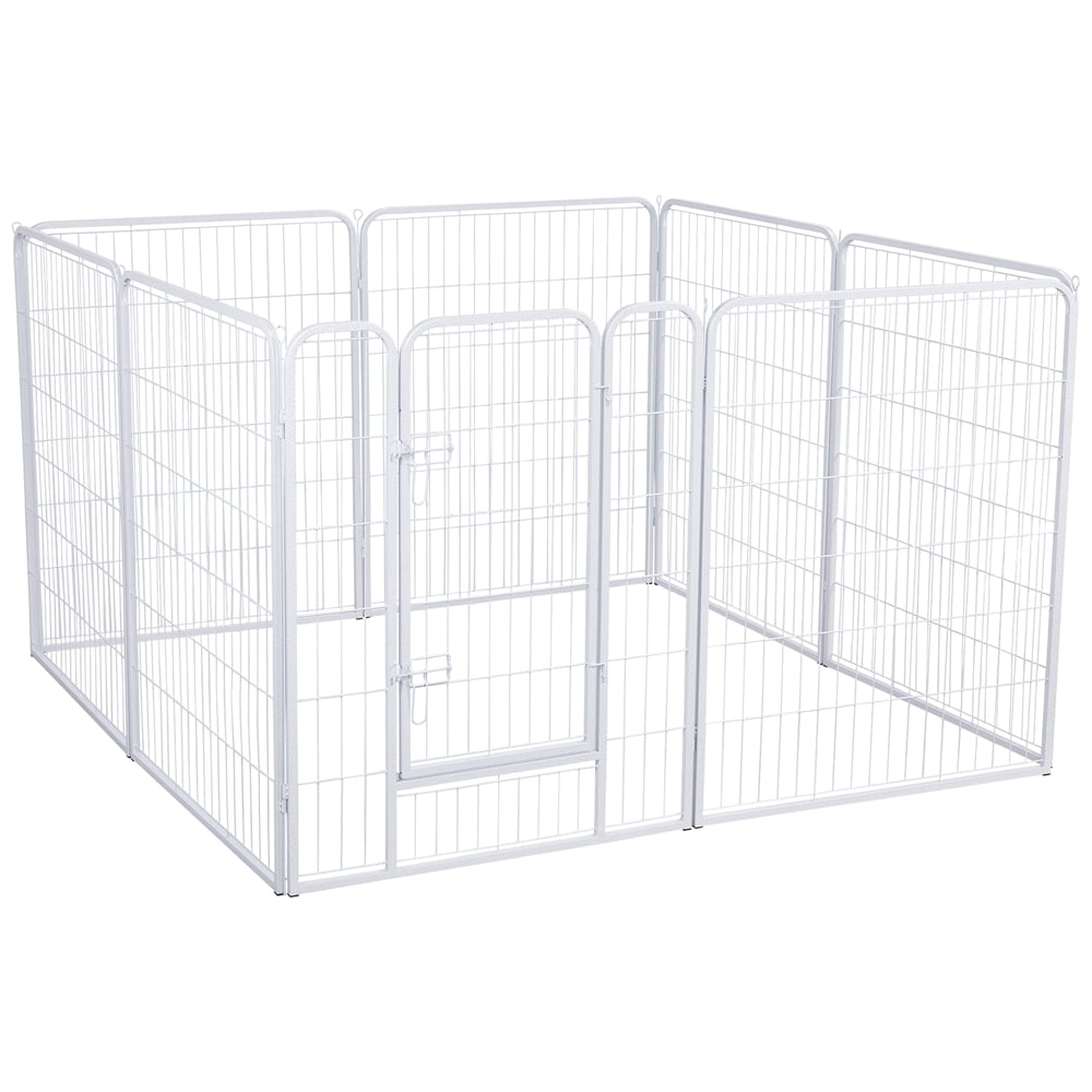 white dog pen