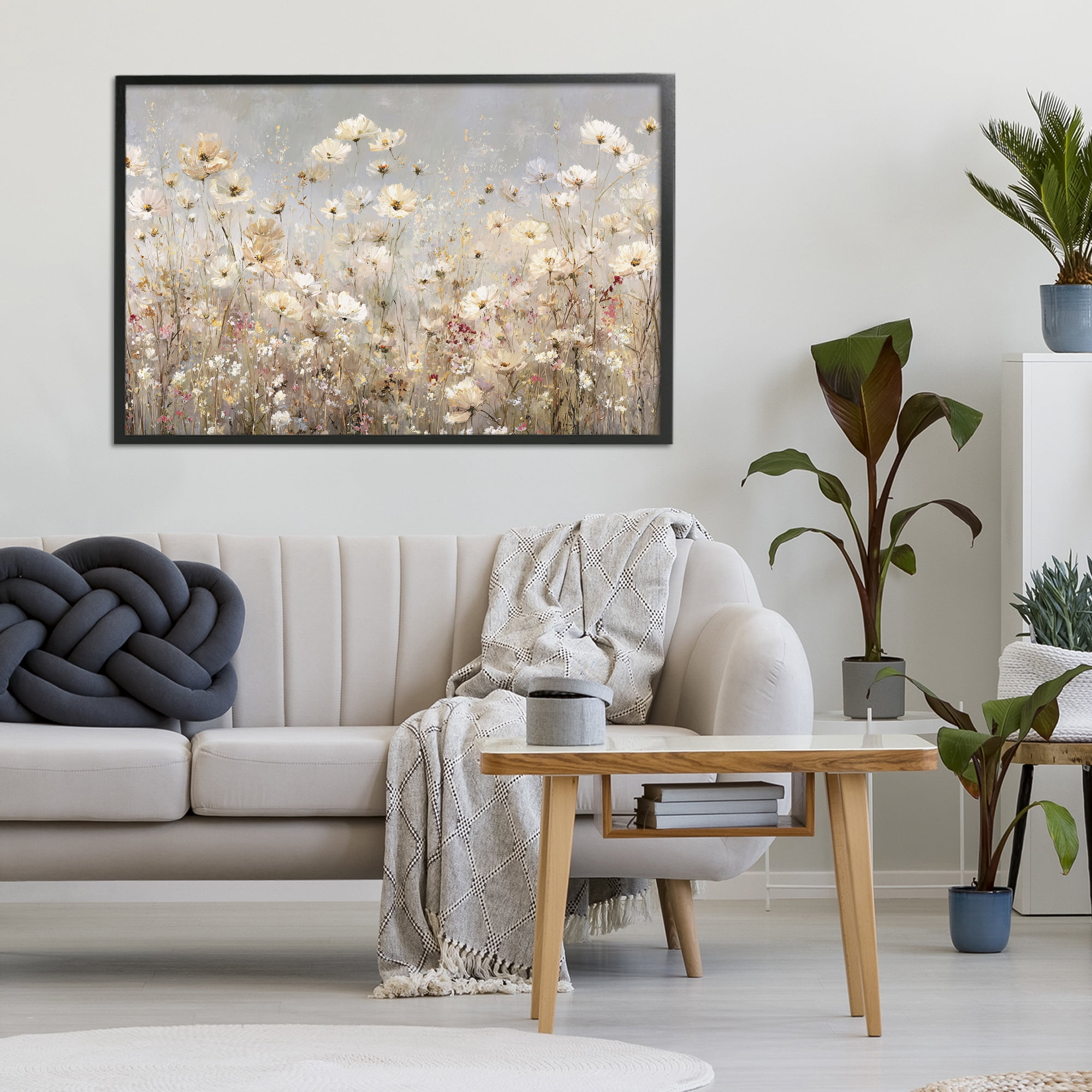 Stupell Industries White Daisy Clusters Meadow Black Framed Giclee Art, design by Jacky Ngan