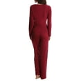 thumbnail image 3 of Blis Women's and Women's Plus Sleep Long Sleeve Satin Trim Pajama Pant Set, 3 of 3