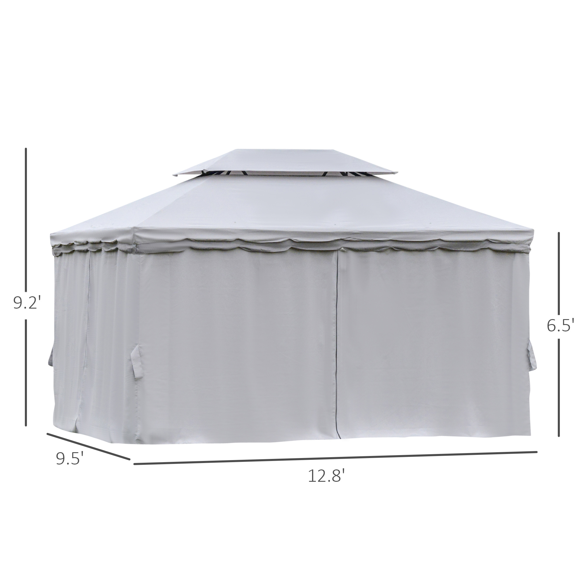 13' x 10' Outdoor Patio Gazebo Canopy with 2-Tier Polyester Roof Vented  Mesh Sidewall  Strong Aluminum Frame Grey | Walmart Canada