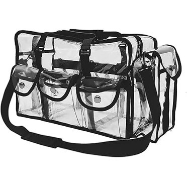 PVC Toiletry Makeup Bag with Handles, Clear, BLACK