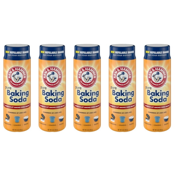 Arm & Hammer Pure Baking Soda 12 Oz. Refillable Shaker Pack of 5