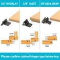 thumbnail image 2 of QIANJIA 4 Pack 2 Pairs 1/2 inch Overlay Kitchen Cabinet Hinges,Black Partial Wrap Around Cabinet Door Hinges for Face Frame Cabinet,Self Closing Black Face Mount Cabinet Hardware, 2 of 6