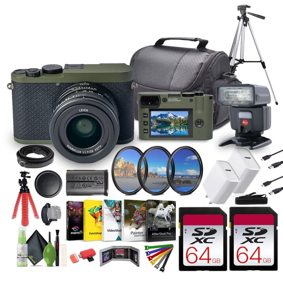 Leica Q2 Reporter Edition Digital Camera with leica flash memory card camera case & more