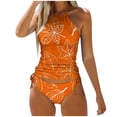 thumbnail image 1 of MKLEKYY Trajes De Baño Mujer 2 Piezas Women'S Fashionable Summer Maple Leaf Line Print Sexy Lace Up Split Swimsuit, 1 of 5