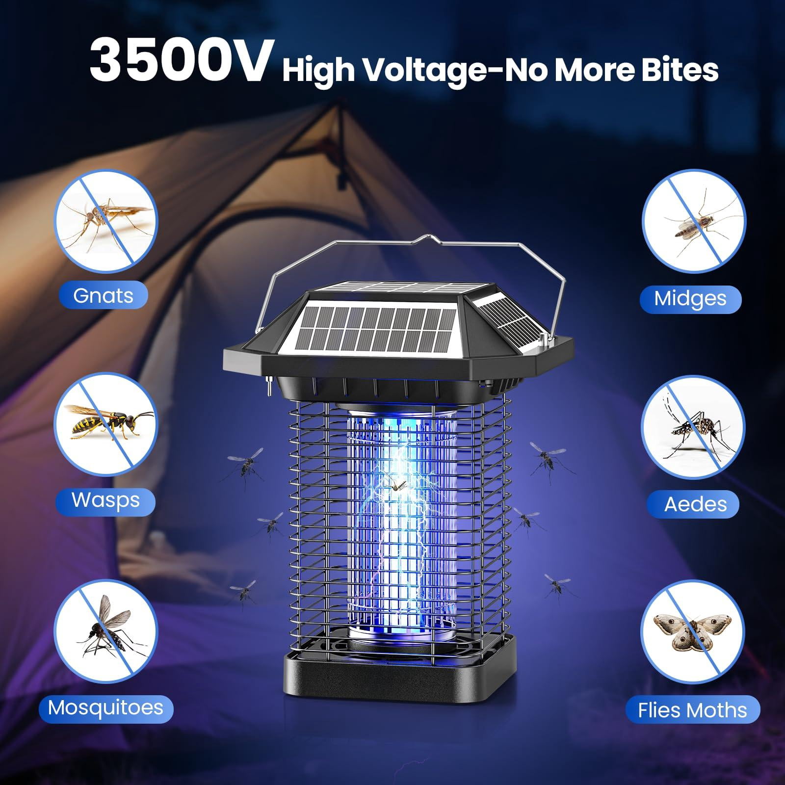 Solar Zapper Outdoor  2 In 1 Mosquito Cordless & Rechargeable Insect Killer Lamp 3500v Catcher Decor Light For Patio Garden Backyard
