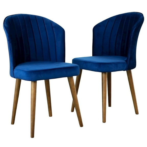 Ashcroft Furniture Parsons Dining Chair Set of 2 - Navy Blue Velvet