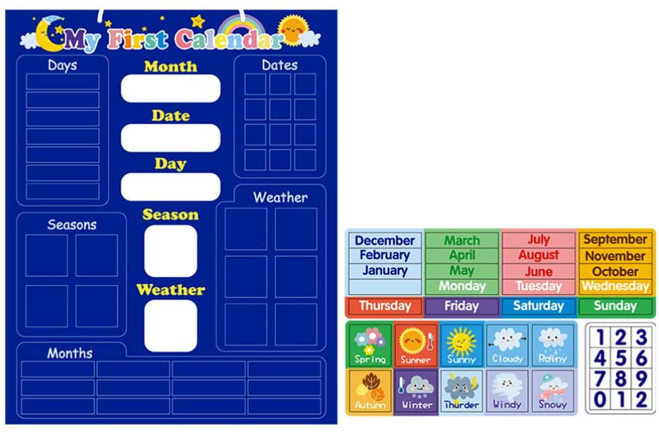 NEW My First Magnetic Wall Chart Calendar Weather Children Planner Kids 