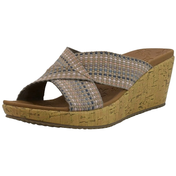 Sandalia Skechers Beverlee-Delighted Natural Multi Cuña 6.5 cm