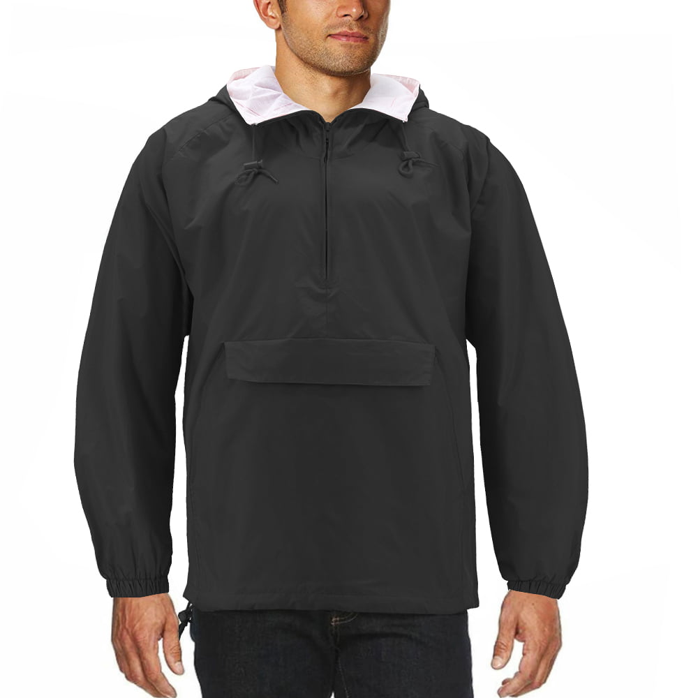 Half-Zip Pullover Water Resistant Rain Jacket Bleecker and Mercer Lightweight Hooded Windbreaker Full-Zip