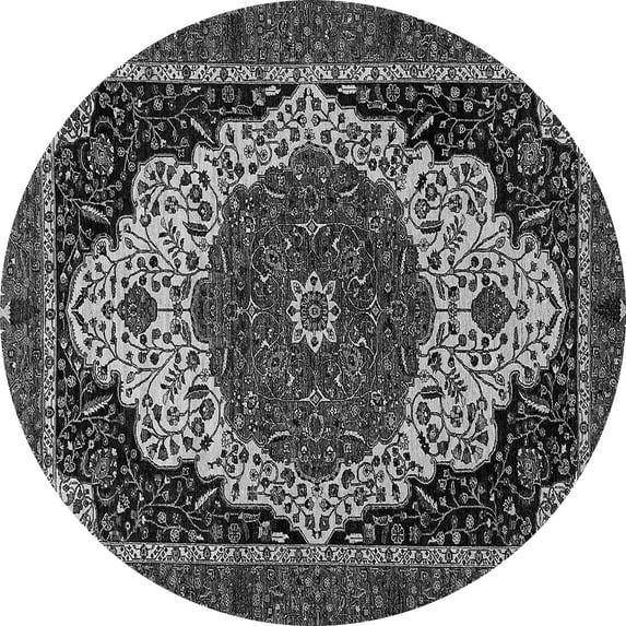 Ahgly Company Indoor Round Abstract Gray Modern Area Rugs, 8' Round