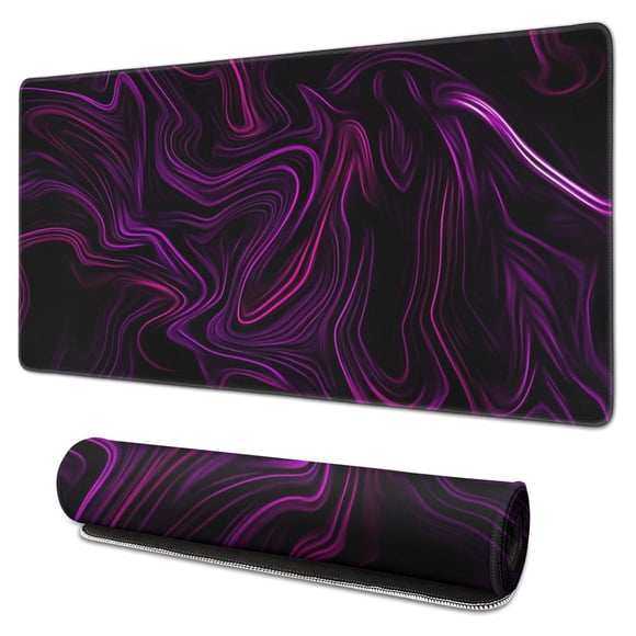 Tapis de Souris Rose et Violet à Lignes Avancées Imperméables, Caoutchouc+élasthanne Lavable Série de Lignes Tapis de Souris Tapis de Bureau pour Bureau Maison Jeu 31.5x15.7 Pouces