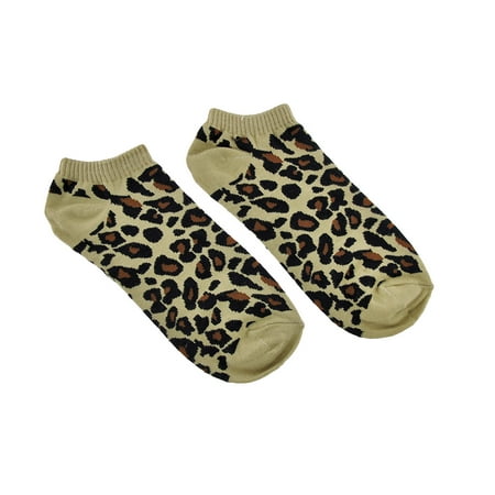 Women`s Tan Leopard Print Heavy Ankle Socks - Walmart.com