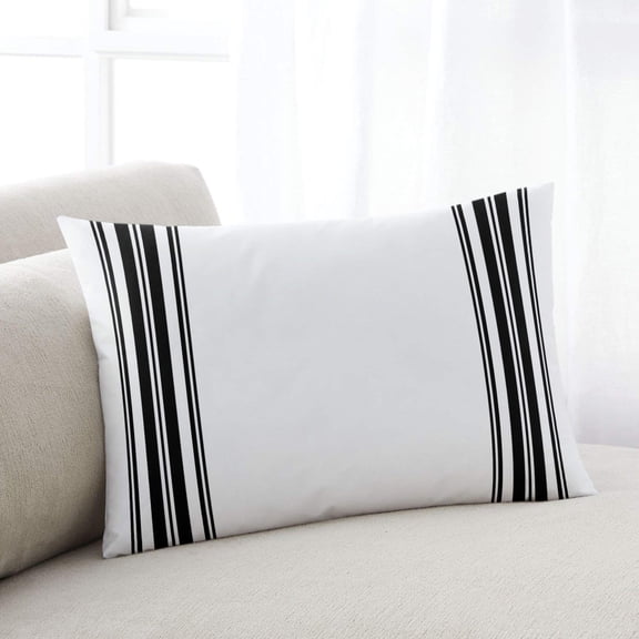 Black White Stripe Oversized Pillow Covers, Abstract Geometric Soft Breathable Throw Pillow Cases with Invisible Zipper, Decorative Pillowcase Pillows Protectors for Sofa Bed Couch 24"x36"